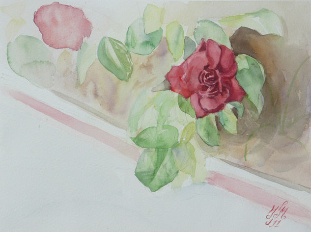 Rosa Roja Watercolour Paper Floral Painting