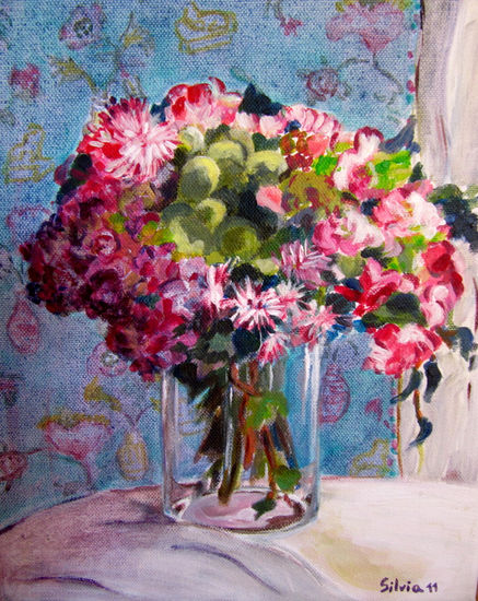 Florero rosa Acrylic Canvas Still Life Paintings