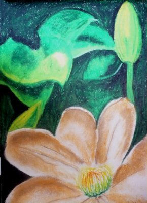 Hojas en Flor Pastel Paper Floral Painting