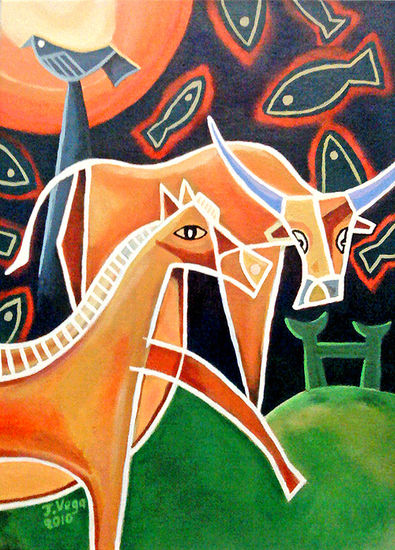 Es el atardecer Acrylic Canvas Animals