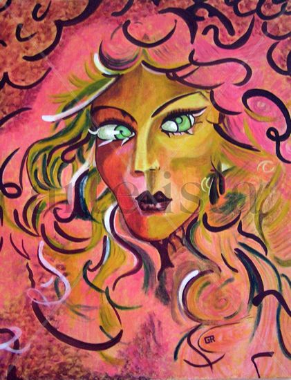 Mujer rosa Oil Canvas Landscaping