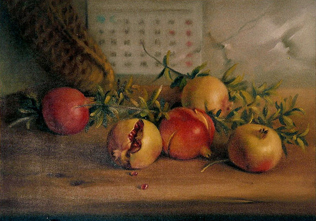 Granadas Oil Panel Still Life Paintings