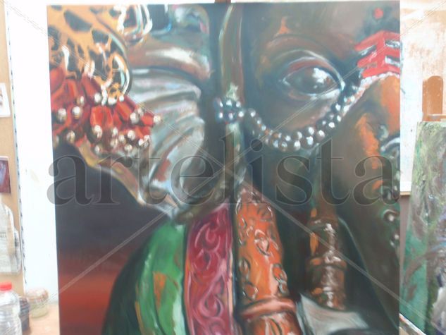 God Oil Textile Figure Painting