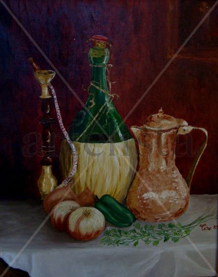 BODEGON  CON CEBOLLAS Oil Canvas Still Life Paintings