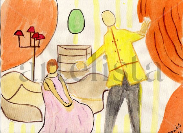 ESCENARIO1 Watercolour Card Figure Painting