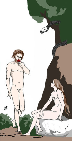 Adam and Eve_1780_ABILDGAARD, Nicolai_copydraw by jlb. Mixed Media