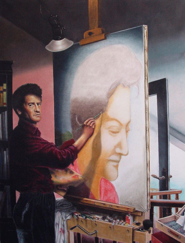 AUTORRETRATO PINTANDO A MARI MI MUJER