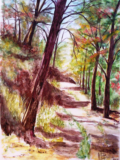 Caminando Acuarela Papel Paisaje