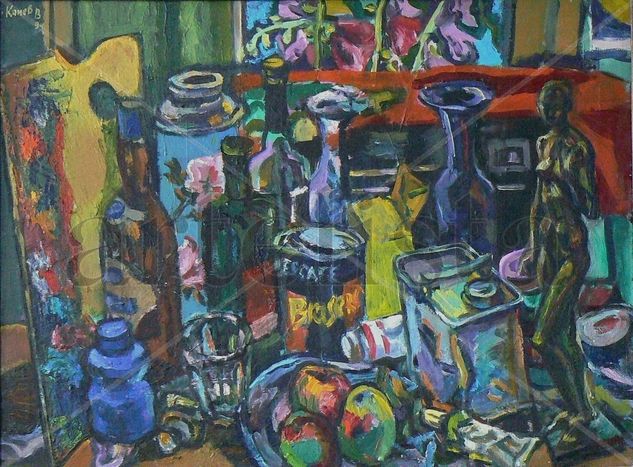 Still life with a palette Óleo Lienzo Bodegones