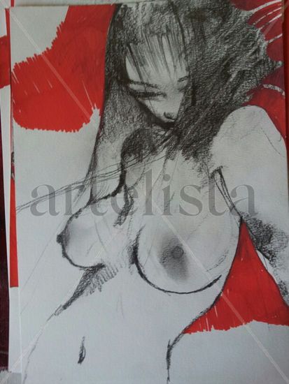 MODELA Mixed media Paper Nude Paintings