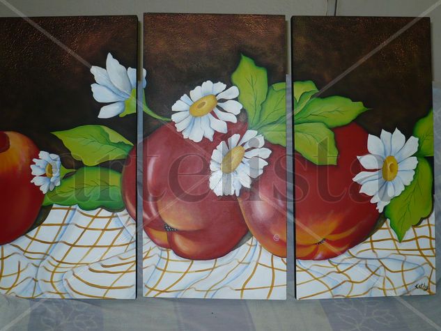 "manzanas" Media Mixta Tabla Bodegones