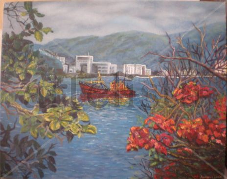 Paisaje verde y rojo