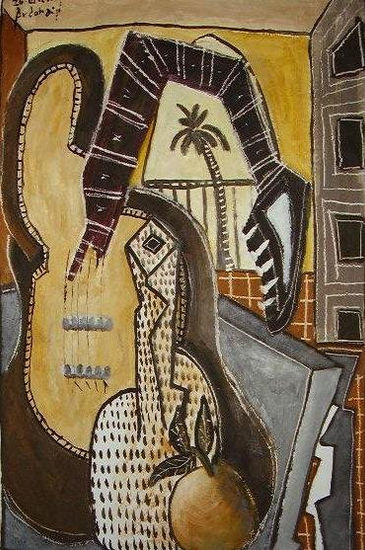 guitarra interior Oil Paper Still Life Paintings