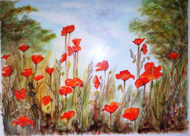 Amapolas Watercolour Paper Floral Painting