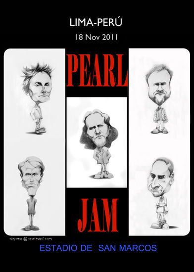 afiche pearl jam  caricaturas 