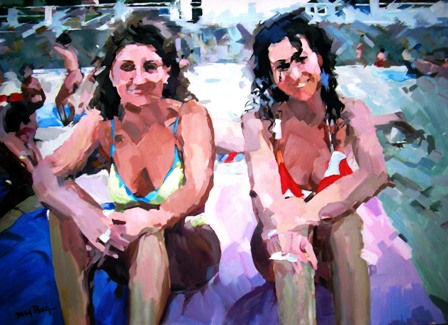 bañistas Oil Canvas Figure Painting