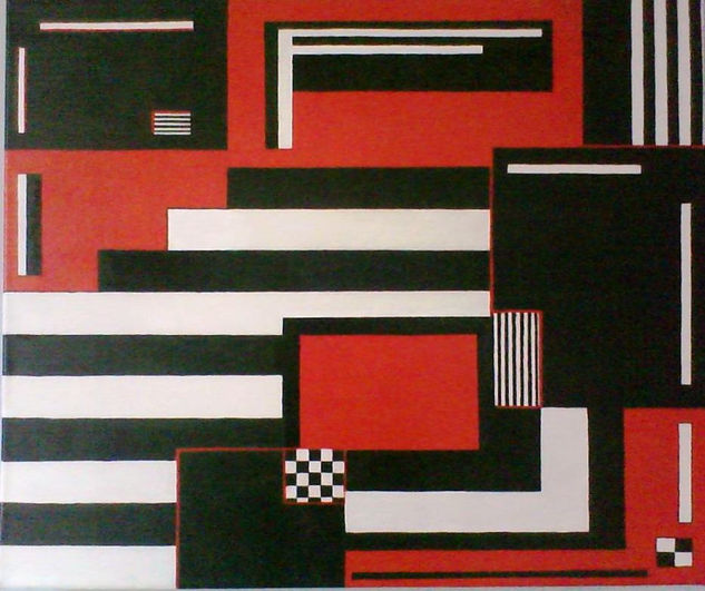 abstraccion blanco negro y rojo Acrylic Canvas Others