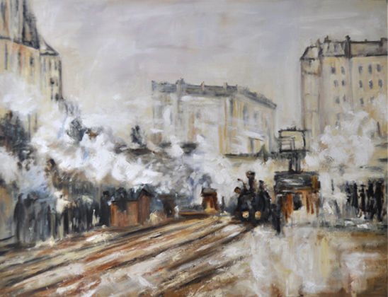 Calles de la Estación de St. Lazare Oil Canvas Landscaping