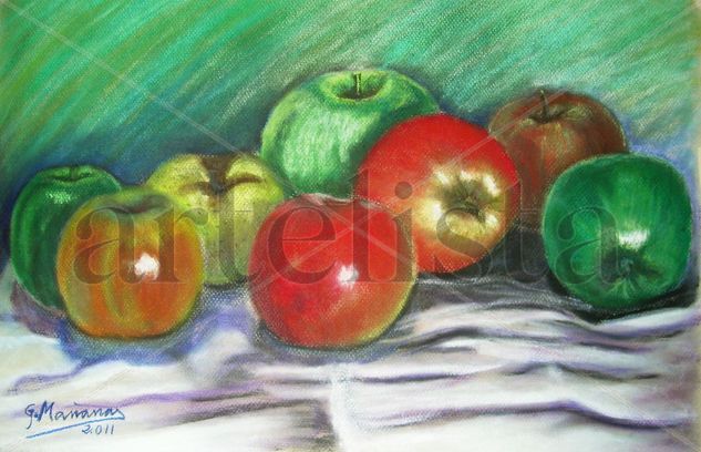 Manzanas Pastel Paper Still Life Paintings