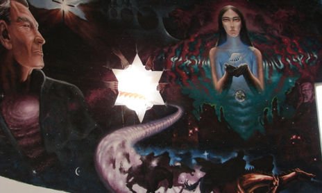 Mural=Palacio Municipal Magdalena Son. Mexico