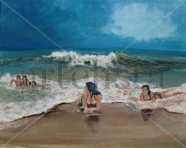 oleaje en la playa Oil Canvas Marine Painting