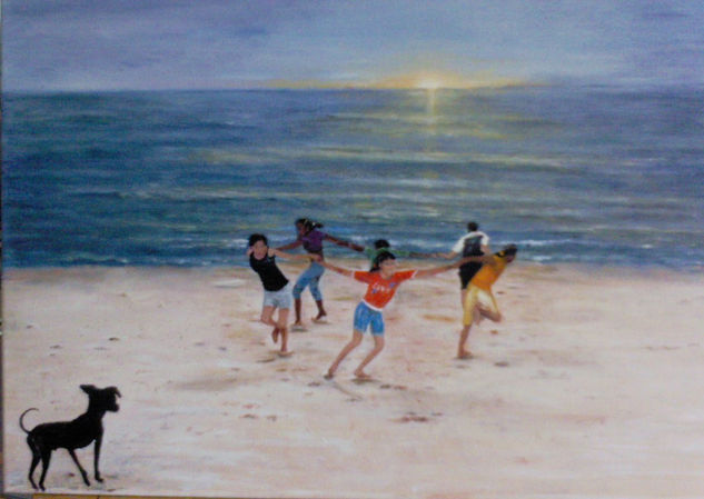 Juegos en la playa Oil Canvas Landscaping