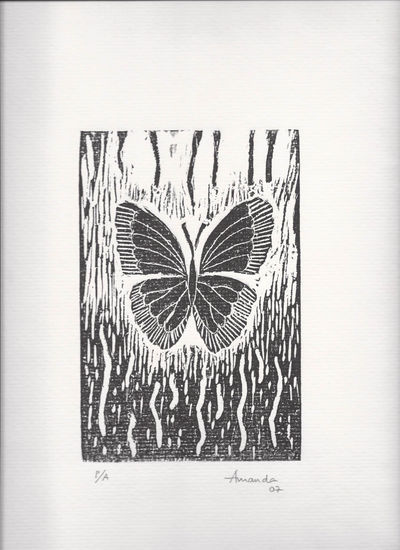 Mariposa Negra Woodcut