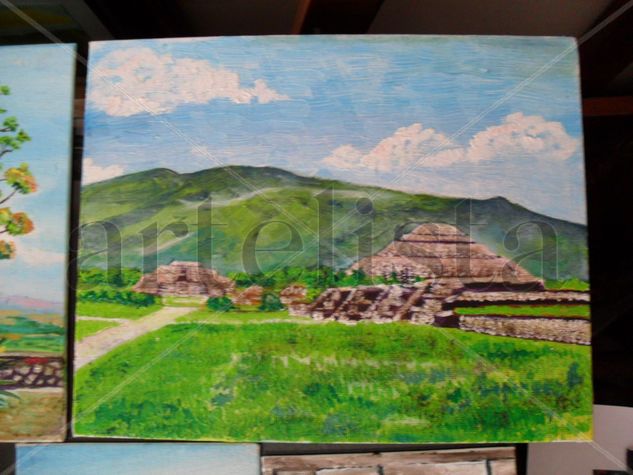 the pyramids ot teotihuacan Oil Textile Landscaping