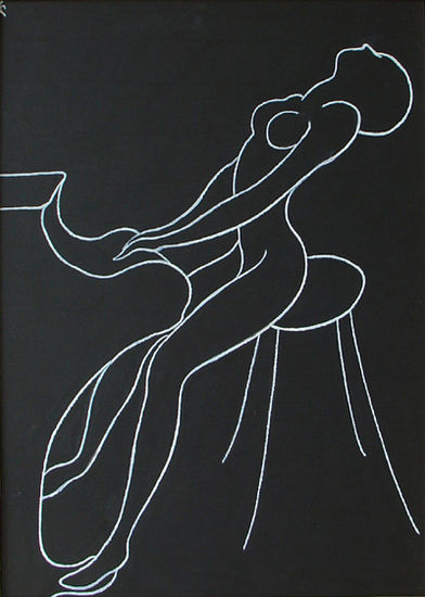 Pianista-mujer Acrylic Card Figure Painting