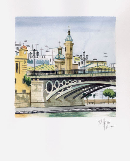 "Puente de Triana" Acuarela Papel Paisaje