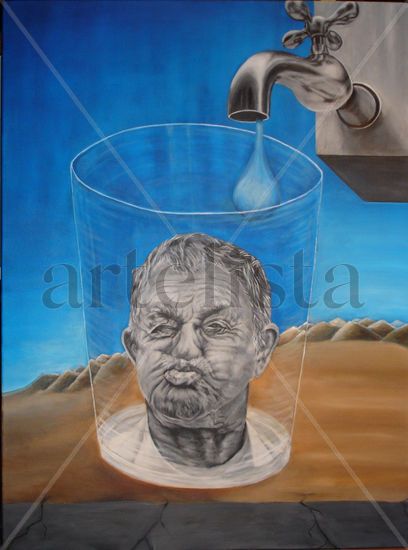 AHOGARSE EN UN VASO Acrílico Lienzo Retrato