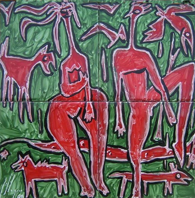 Hombre, mujer y animales