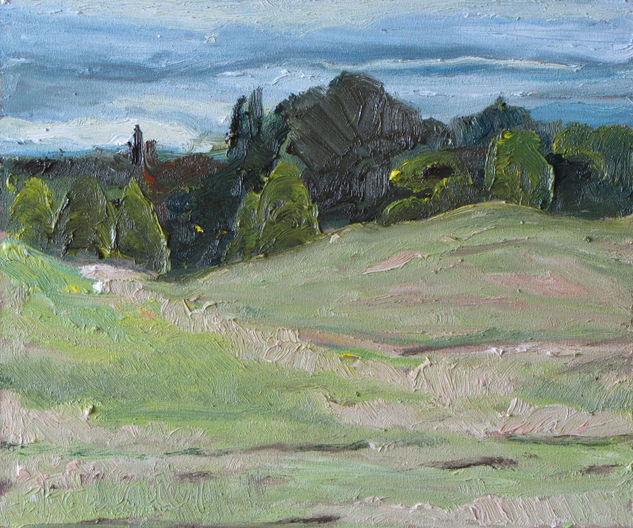 Over The Hill F Fournier Original Canadian Landscape Oil Painting, 10 x 12 Oil Panel Landscaping