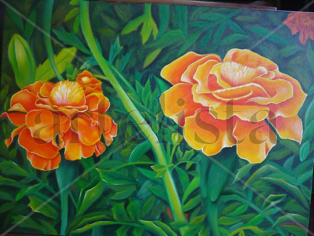 flores de güateque Oil Canvas Landscaping