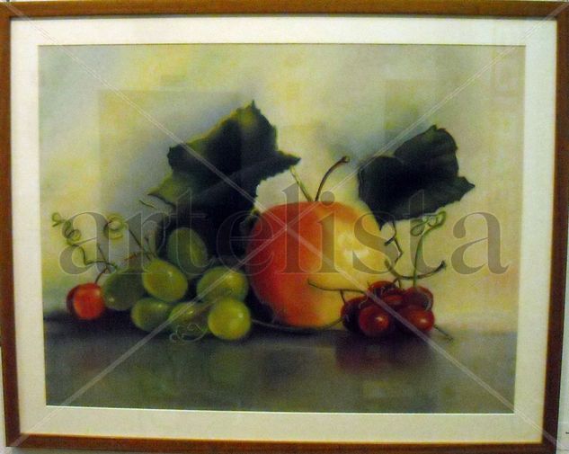 Bodegón con uvas 1 Pastel Card Still Life Paintings