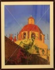 Cupula de Asn Miguel Arcangel (Queretaro Máxico) Pastel Cartulina Paisaje