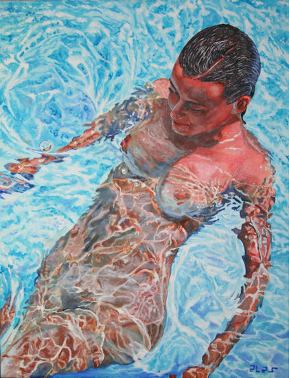 A la piscina Oil Canvas Nude Paintings