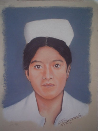 La Enfermera Pastel Canvas Portrait