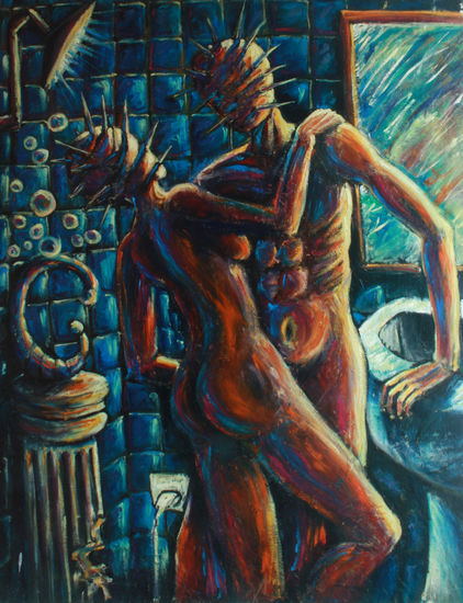 “El beso.” Oil Canvas Others