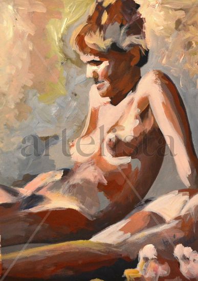 En la playa 4 Oil Card Nude Paintings