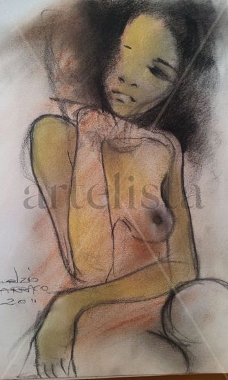 quiere? me quiere? Pastel Paper Nude Paintings