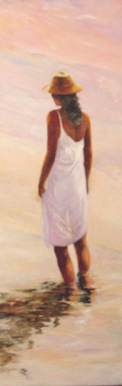 Baño al atardecer Oil Panel Figure Painting