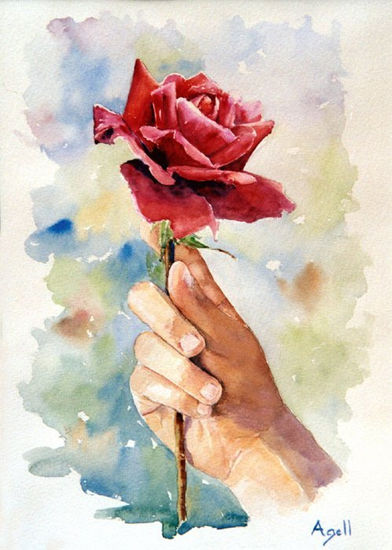 Una rosa per la pau Watercolour Paper Figure Painting