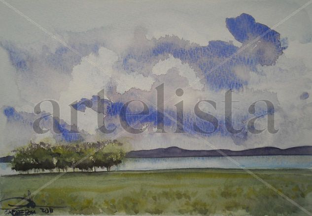 atardecer en la laguna Watercolour Paper Landscaping