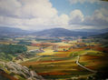 caminos y nubes. oleo sobre tela