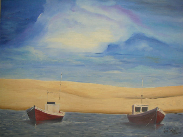 barcas en valizas Oil Panel Marine Painting