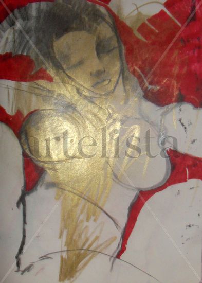 fruta de mujer Mixed media Paper Nude Paintings