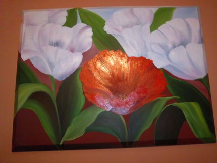 Flores rojas y blancas