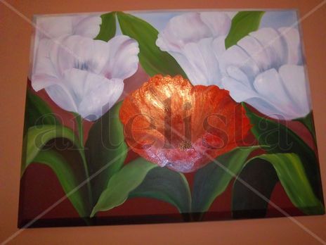 Flores rojas y blancas