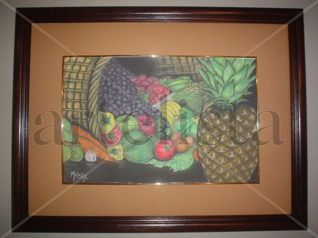 Bodegón de Frutas y Verduras Pastel Paper Still Life Paintings